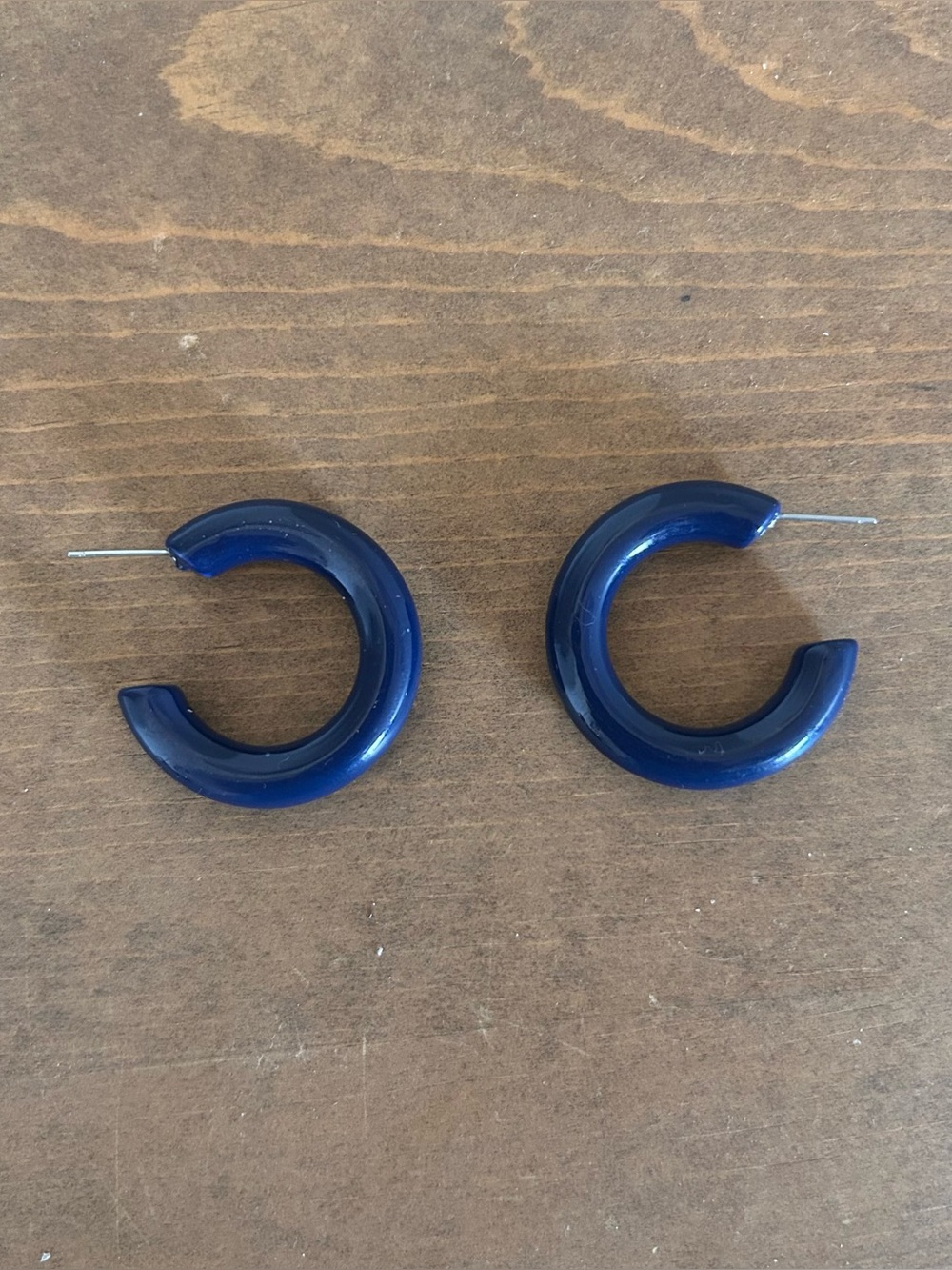 Blue Hoop Earrings - Unbranded